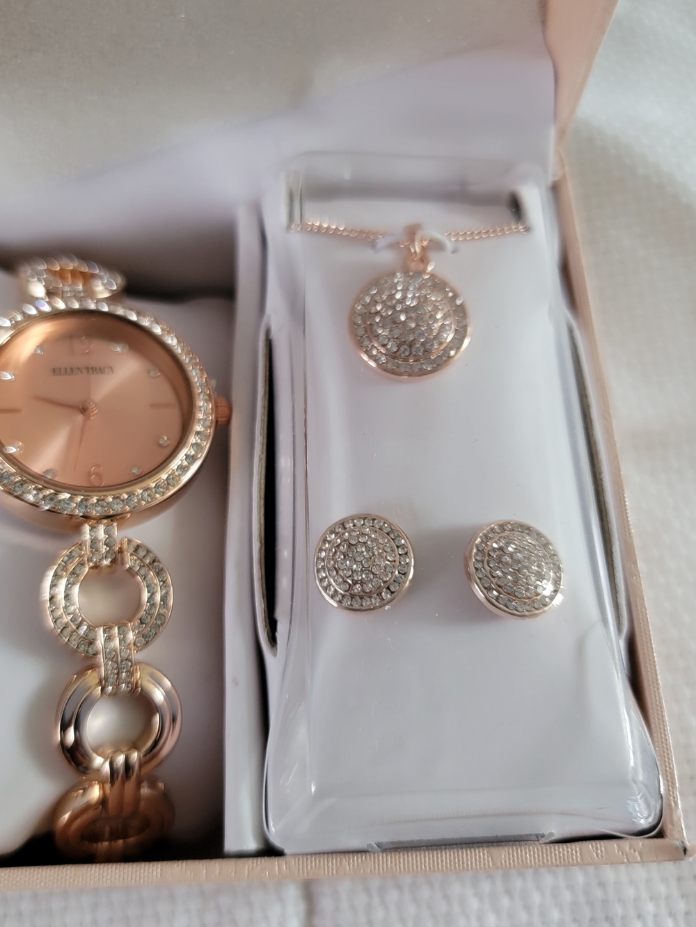 Ellen Tracy Rose Gold Crystal Watch & Jewelry Set - Picture 4 of 7